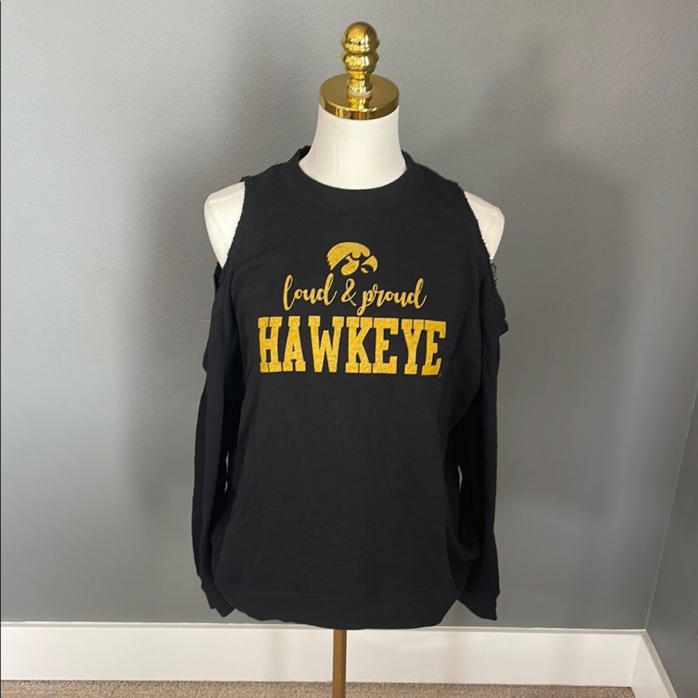 Black and Gold Hawkeye Cold Shoulder Sweatshirt